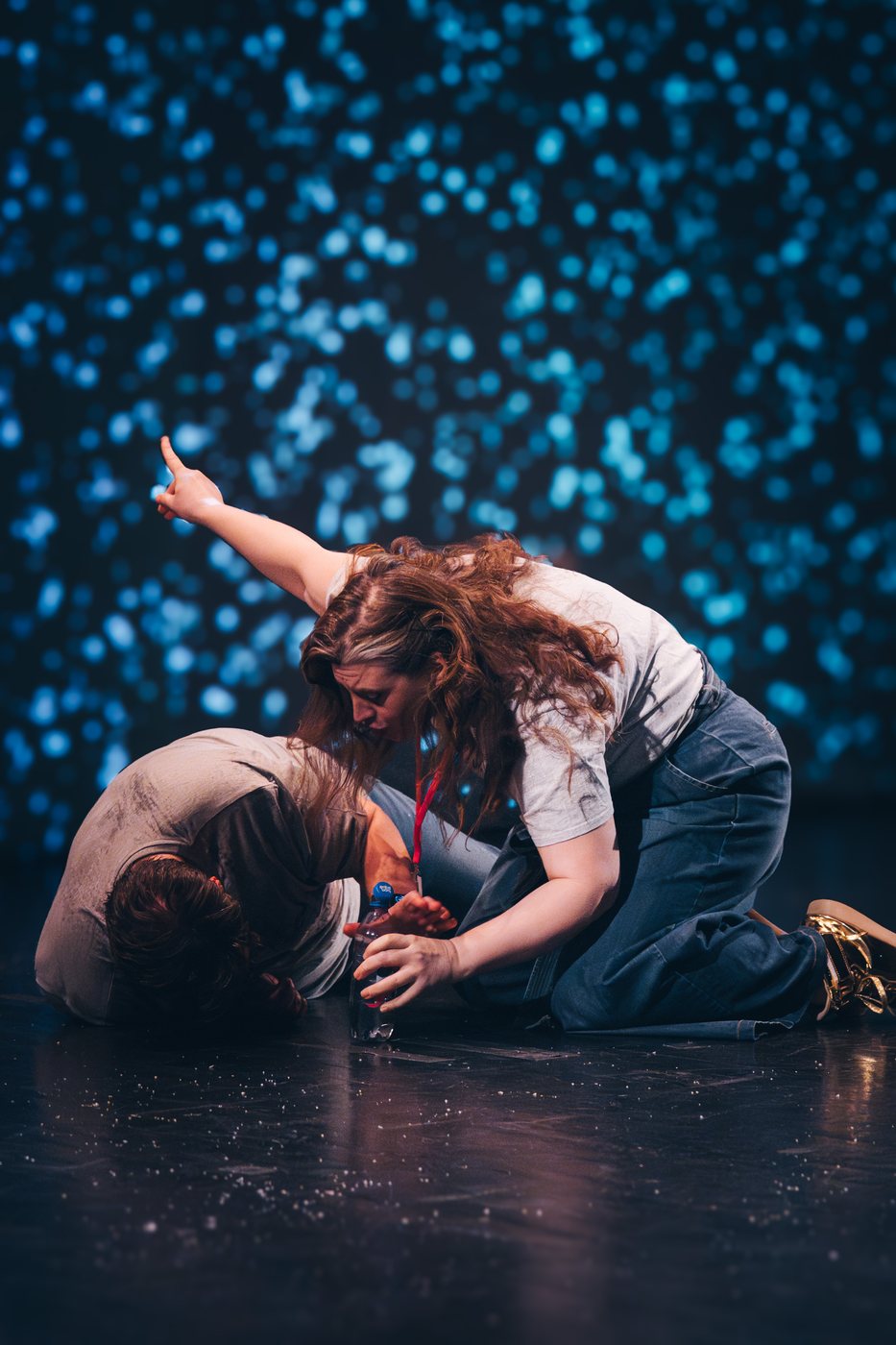 A dramatic ImprovAIsed moment on stage during FinFringe